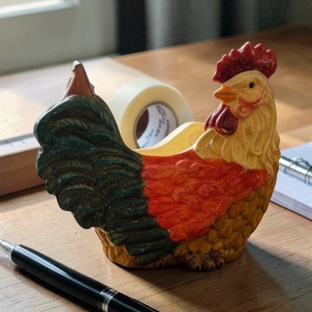 Vintage Chicken Rooster Funky Tape Dispenser Country Cottagecore Farmhouse Decor